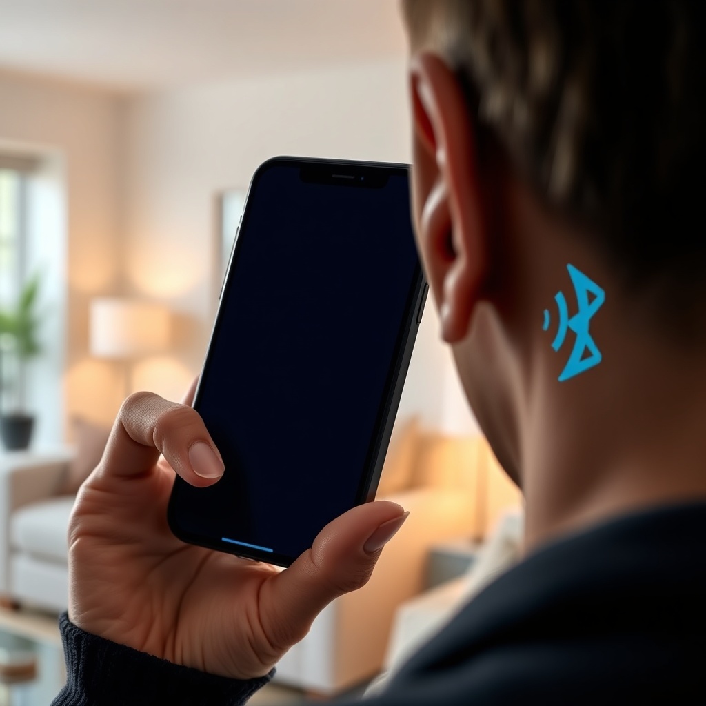 A close-up photorealistic photo of a person wearing HearWell Regeneration hearing aids