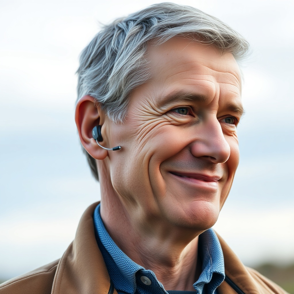 A clean photorealistic photo of a man with short grey hair